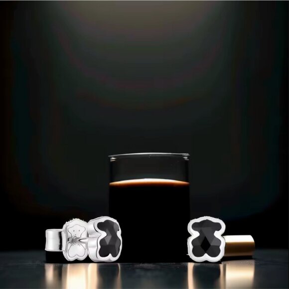 New - Tous Silver One Onyx Leg Bear Dangle Pendant - Picture 14 of 16